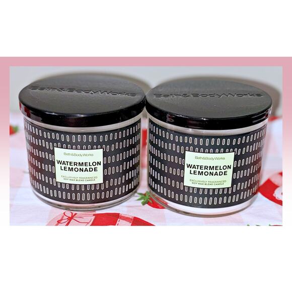 Lot of 2 Bath & Body Works Watermelon Lemonade Large 3-Wick Candle 14.5oz - Picture 2 of 4